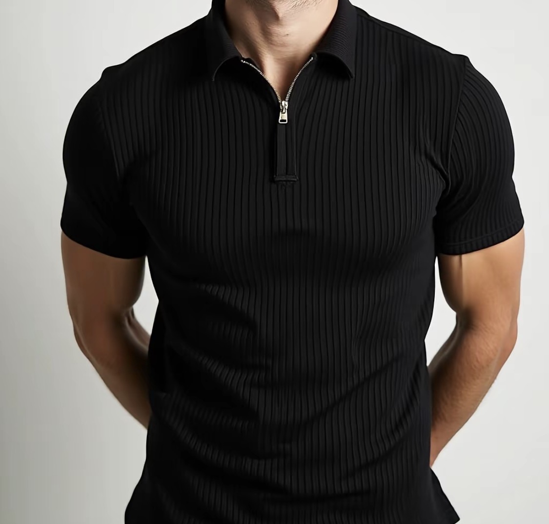 Camisa Polo Italiana Canelada com Zíper Premium